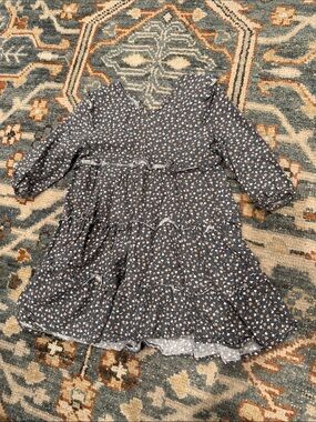 Rylee + Cru Slate Blue Floral Tiered Long-Sleeve Dress